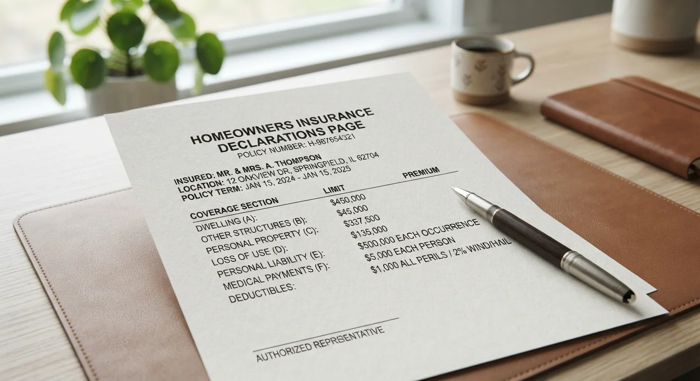 Reading a Home Insurance Declarations Page: What Each Section Tells You
