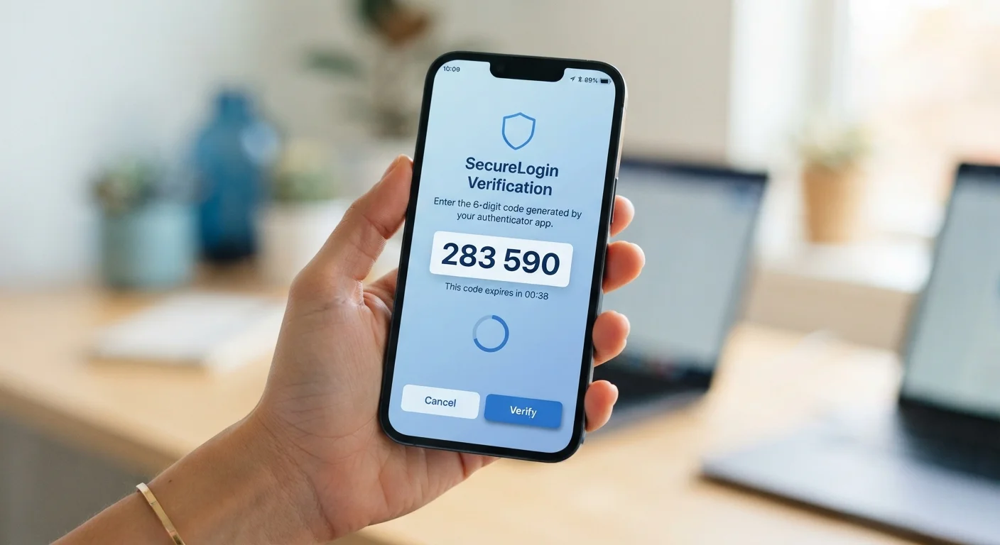Smartphone screen showing a two-factor authentication verification code prompt